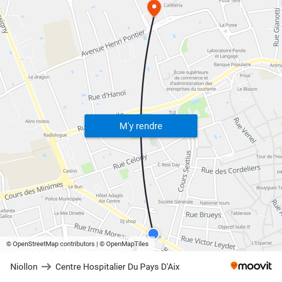 Niollon to Centre Hospitalier Du Pays D'Aix map