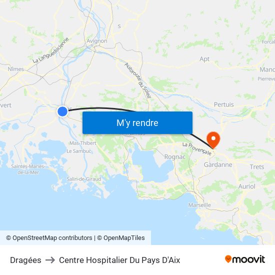 Dragées to Centre Hospitalier Du Pays D'Aix map