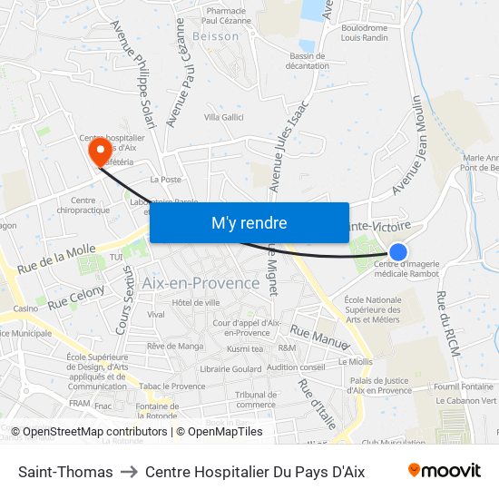 Saint-Thomas to Centre Hospitalier Du Pays D'Aix map