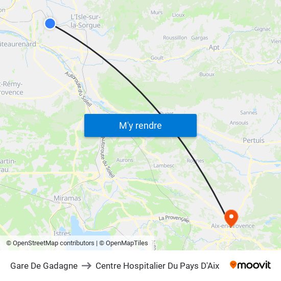 Gare De Gadagne to Centre Hospitalier Du Pays D'Aix map