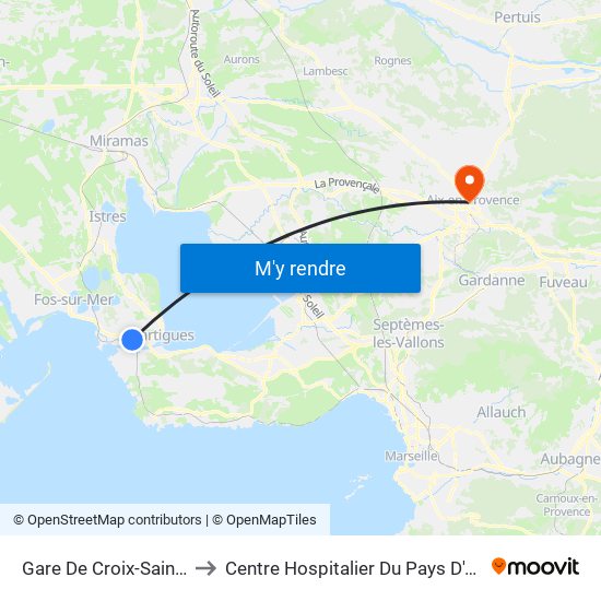 Gare De Croix-Sainte to Centre Hospitalier Du Pays D'Aix map