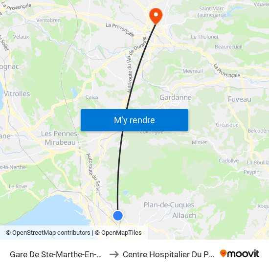 Gare De Ste-Marthe-En-Provence to Centre Hospitalier Du Pays D'Aix map