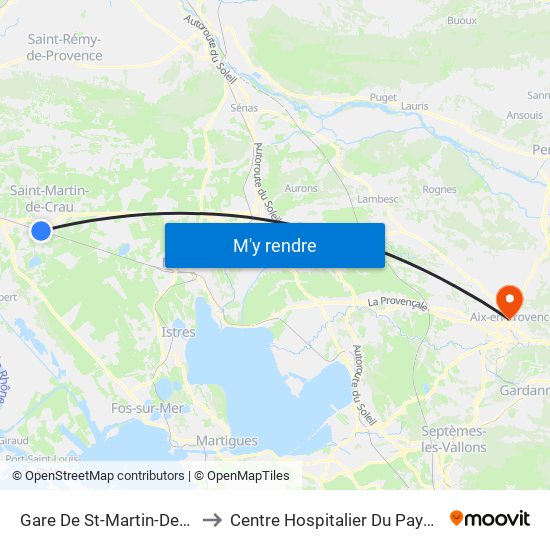 Gare De St-Martin-De-Crau to Centre Hospitalier Du Pays D'Aix map