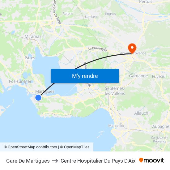 Gare De Martigues to Centre Hospitalier Du Pays D'Aix map