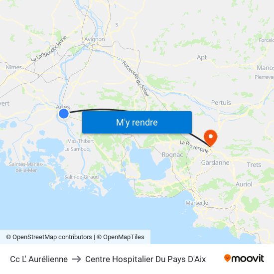 Cc L' Aurélienne to Centre Hospitalier Du Pays D'Aix map