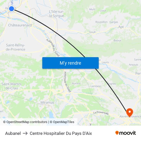 Aubanel to Centre Hospitalier Du Pays D'Aix map