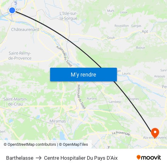 Barthelasse to Centre Hospitalier Du Pays D'Aix map
