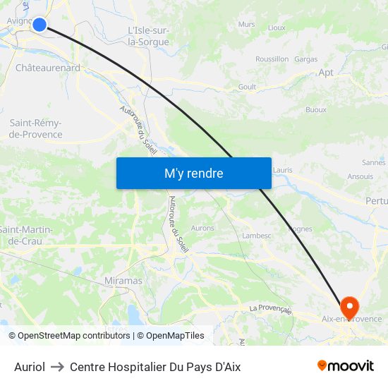 Auriol to Centre Hospitalier Du Pays D'Aix map