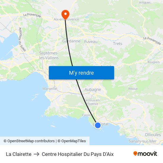 La Clairette to Centre Hospitalier Du Pays D'Aix map