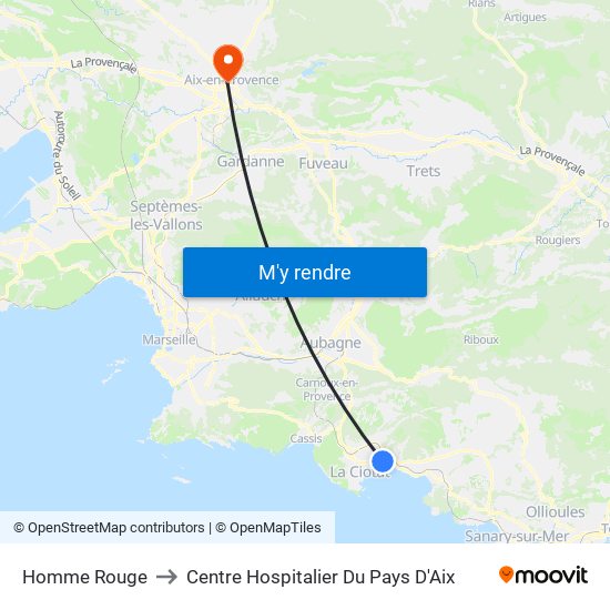 Homme Rouge to Centre Hospitalier Du Pays D'Aix map