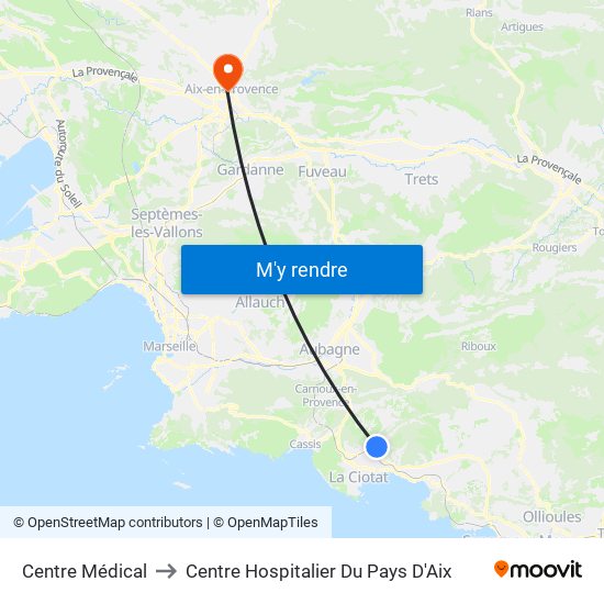 Centre Médical to Centre Hospitalier Du Pays D'Aix map