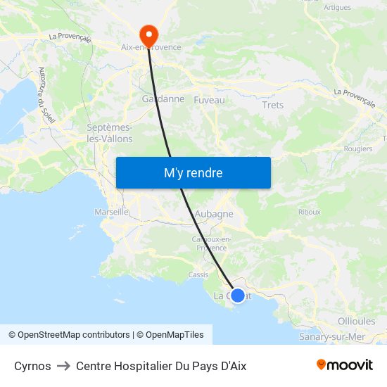 Cyrnos to Centre Hospitalier Du Pays D'Aix map