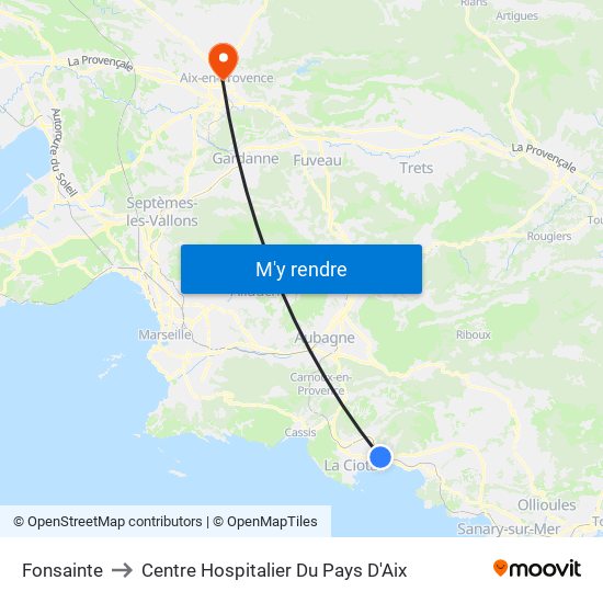 Fonsainte to Centre Hospitalier Du Pays D'Aix map