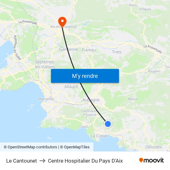 Le Cantounet to Centre Hospitalier Du Pays D'Aix map