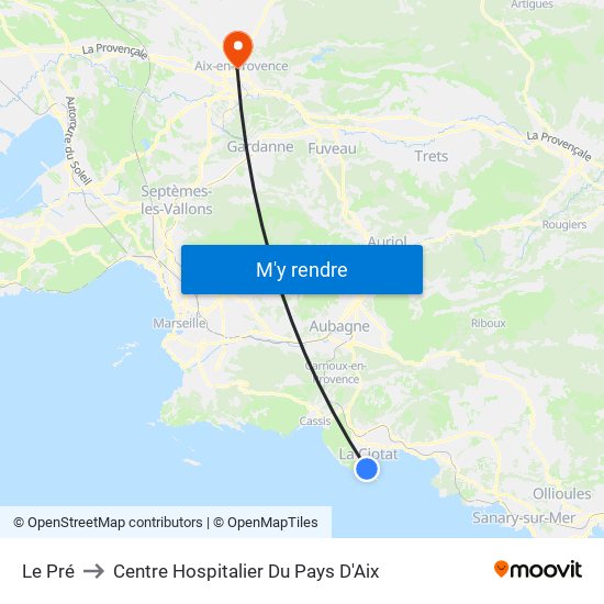 Le Pré to Centre Hospitalier Du Pays D'Aix map
