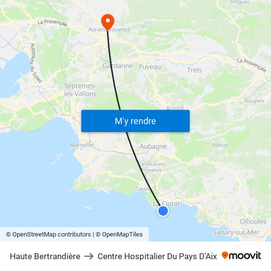 Haute Bertrandière to Centre Hospitalier Du Pays D'Aix map