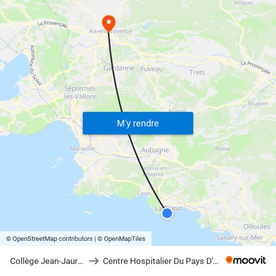 Collège Jean-Jaurès to Centre Hospitalier Du Pays D'Aix map