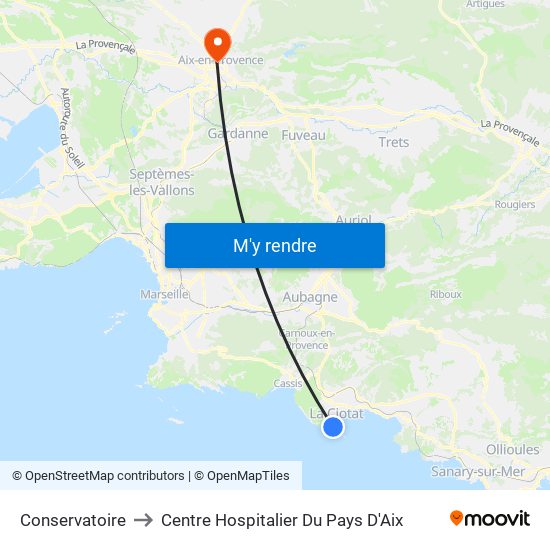 Conservatoire to Centre Hospitalier Du Pays D'Aix map