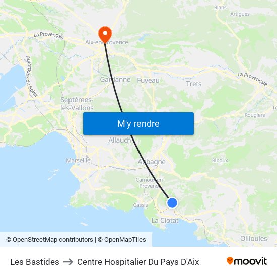 Les Bastides to Centre Hospitalier Du Pays D'Aix map