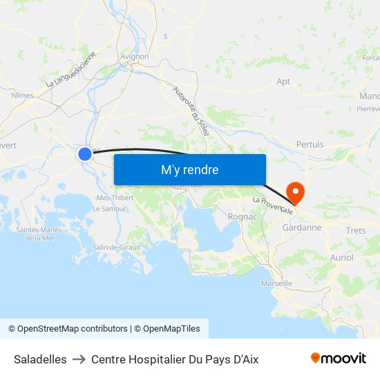 Saladelles to Centre Hospitalier Du Pays D'Aix map