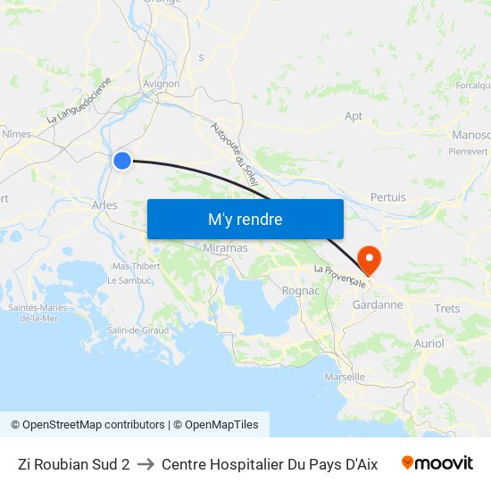 Zi Roubian Sud 2 to Centre Hospitalier Du Pays D'Aix map