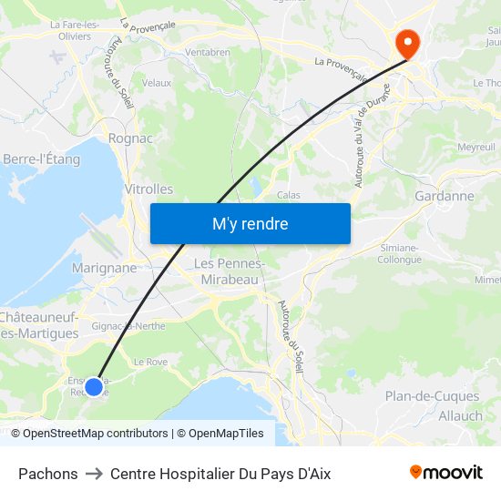 Pachons to Centre Hospitalier Du Pays D'Aix map