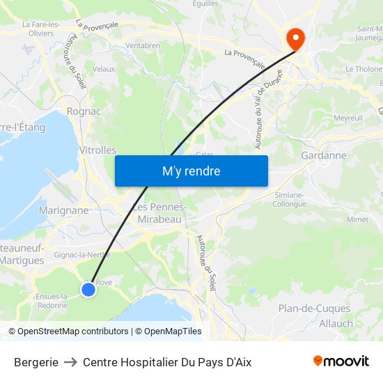 Bergerie to Centre Hospitalier Du Pays D'Aix map