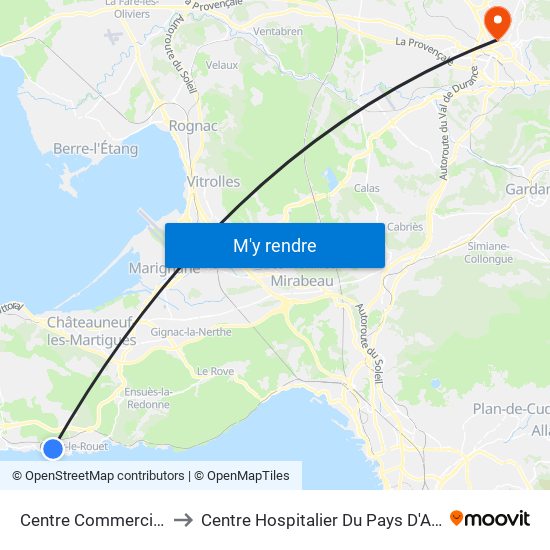 Centre Commercial to Centre Hospitalier Du Pays D'Aix map