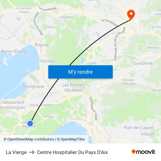 La Vierge to Centre Hospitalier Du Pays D'Aix map