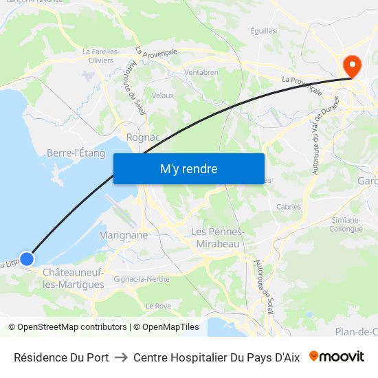 Résidence Du Port to Centre Hospitalier Du Pays D'Aix map