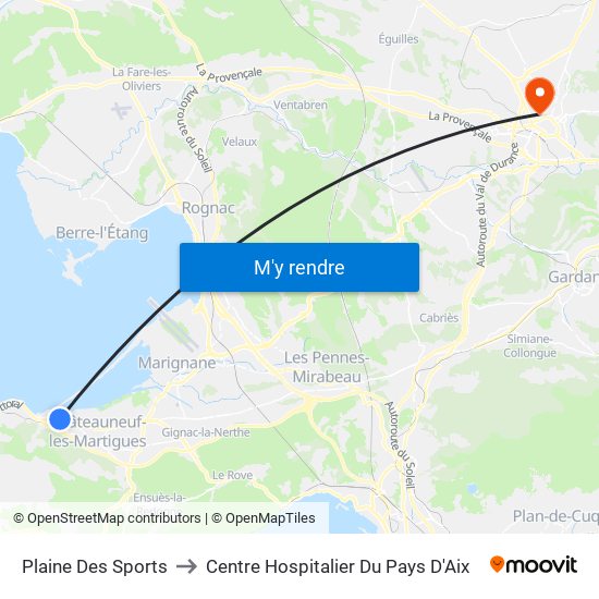 Plaine Des Sports to Centre Hospitalier Du Pays D'Aix map