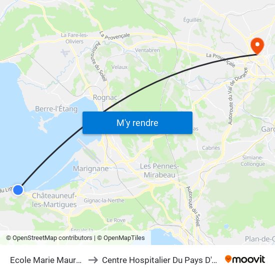 Ecole Marie Mauron to Centre Hospitalier Du Pays D'Aix map