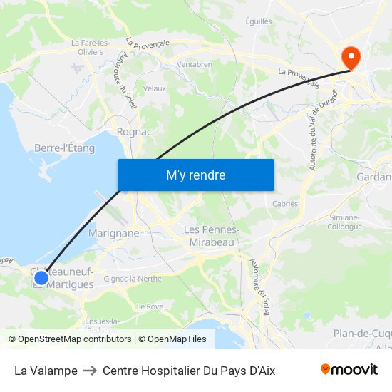 La Valampe to Centre Hospitalier Du Pays D'Aix map