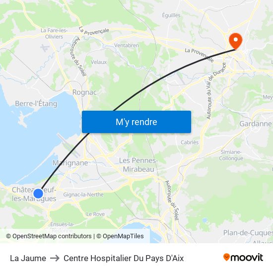 La Jaume to Centre Hospitalier Du Pays D'Aix map