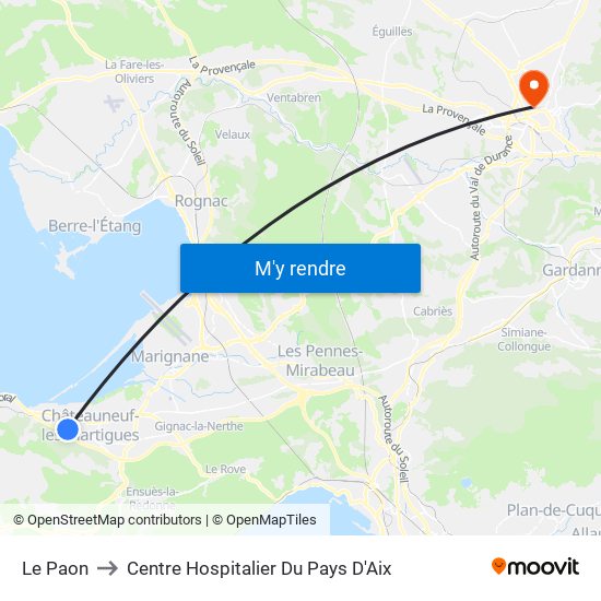 Le Paon to Centre Hospitalier Du Pays D'Aix map