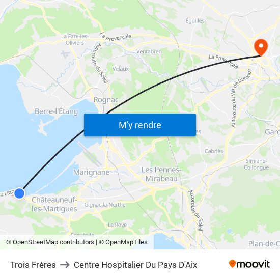 Trois Frères to Centre Hospitalier Du Pays D'Aix map