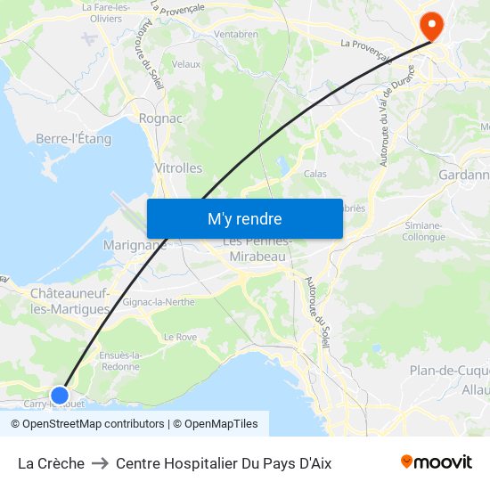 La Crèche to Centre Hospitalier Du Pays D'Aix map