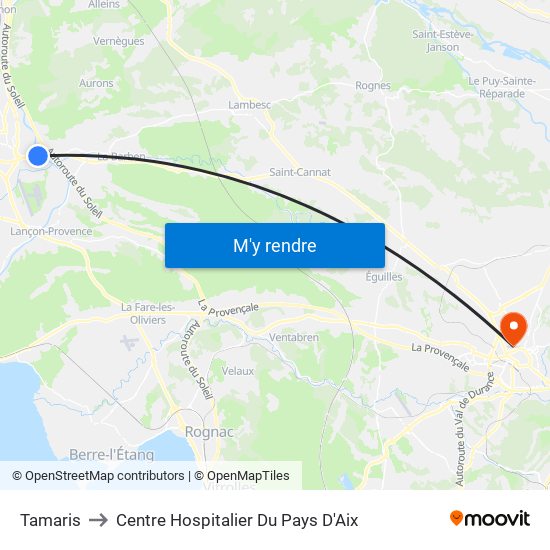 Tamaris to Centre Hospitalier Du Pays D'Aix map
