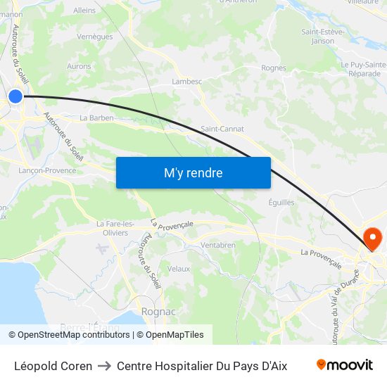 Léopold Coren to Centre Hospitalier Du Pays D'Aix map