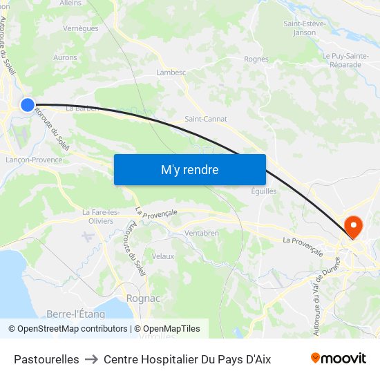 Pastourelles to Centre Hospitalier Du Pays D'Aix map