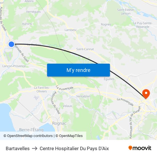 Bartavelles to Centre Hospitalier Du Pays D'Aix map