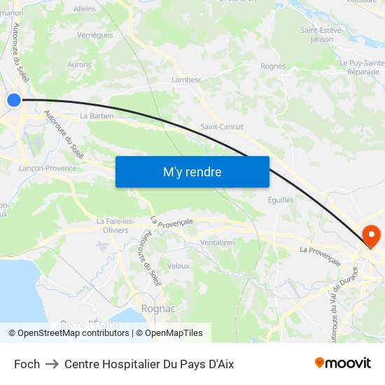 Foch to Centre Hospitalier Du Pays D'Aix map