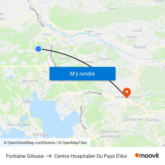 Fontaine Gilouse to Centre Hospitalier Du Pays D'Aix map
