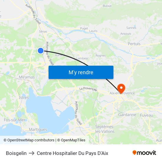 Boisgelin to Centre Hospitalier Du Pays D'Aix map