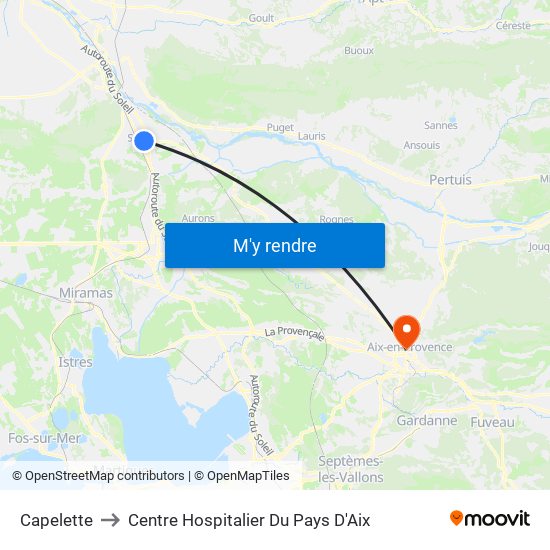 Capelette to Centre Hospitalier Du Pays D'Aix map