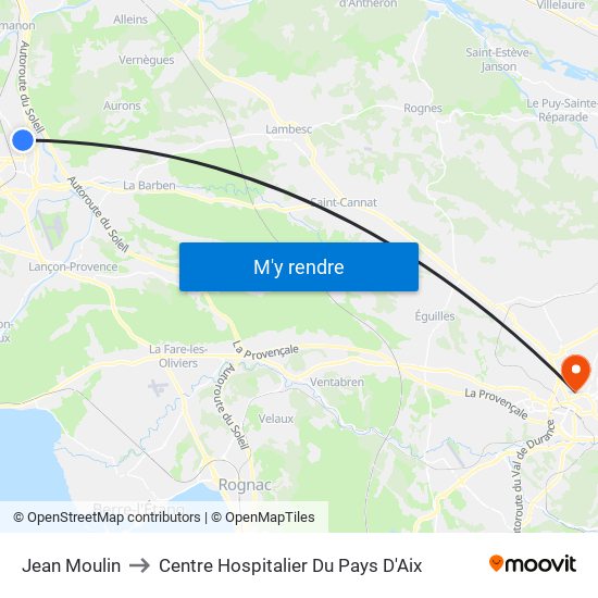 Jean Moulin to Centre Hospitalier Du Pays D'Aix map