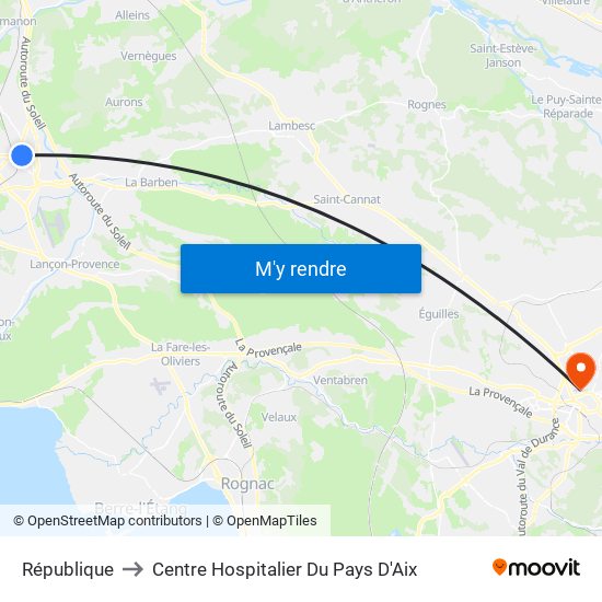 République to Centre Hospitalier Du Pays D'Aix map