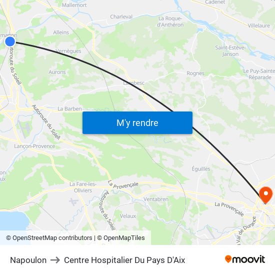 Napoulon to Centre Hospitalier Du Pays D'Aix map