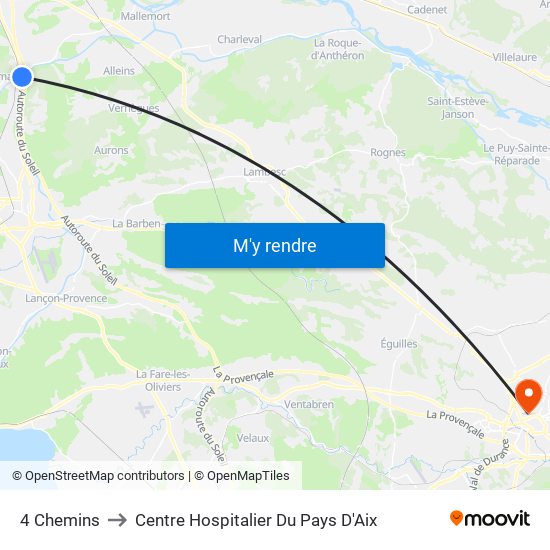 4 Chemins to Centre Hospitalier Du Pays D'Aix map