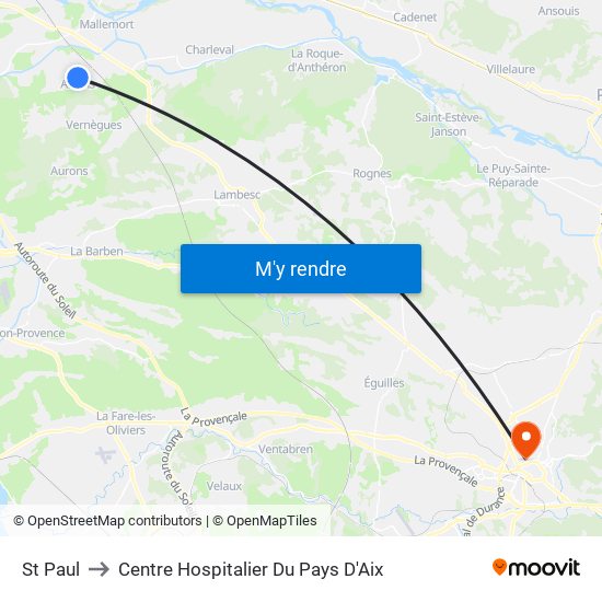 St Paul to Centre Hospitalier Du Pays D'Aix map